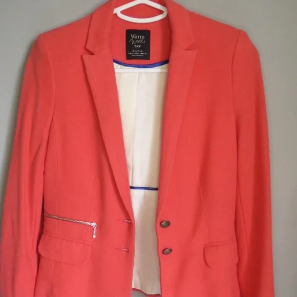 ZARA Petite Rust-Orange Size SMALL Cropped Blazer with Feature Zipper $25 πποΈ. - Picture 2 of 5